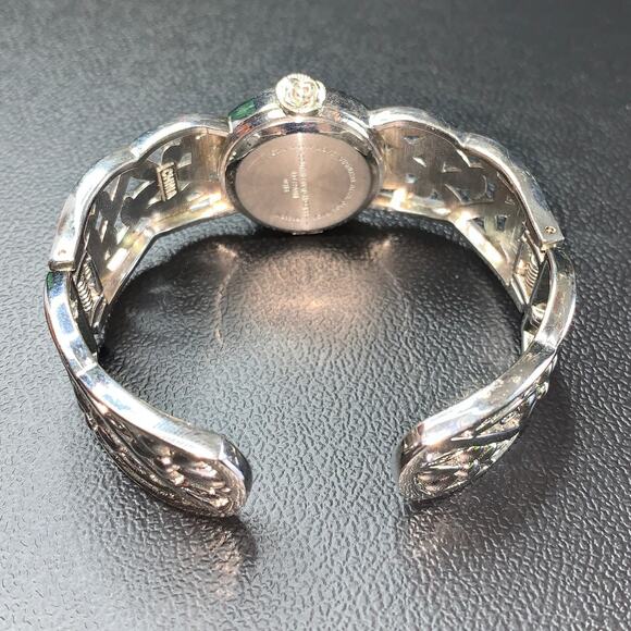 Nocturne Bloom– Upcycled Watch Bracelet with Silver Rose - Picture 7 of 8